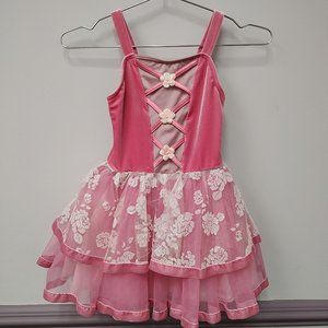 Weissman Pink Velvet Floral Lace Ballet Tutu Dance Costume IC